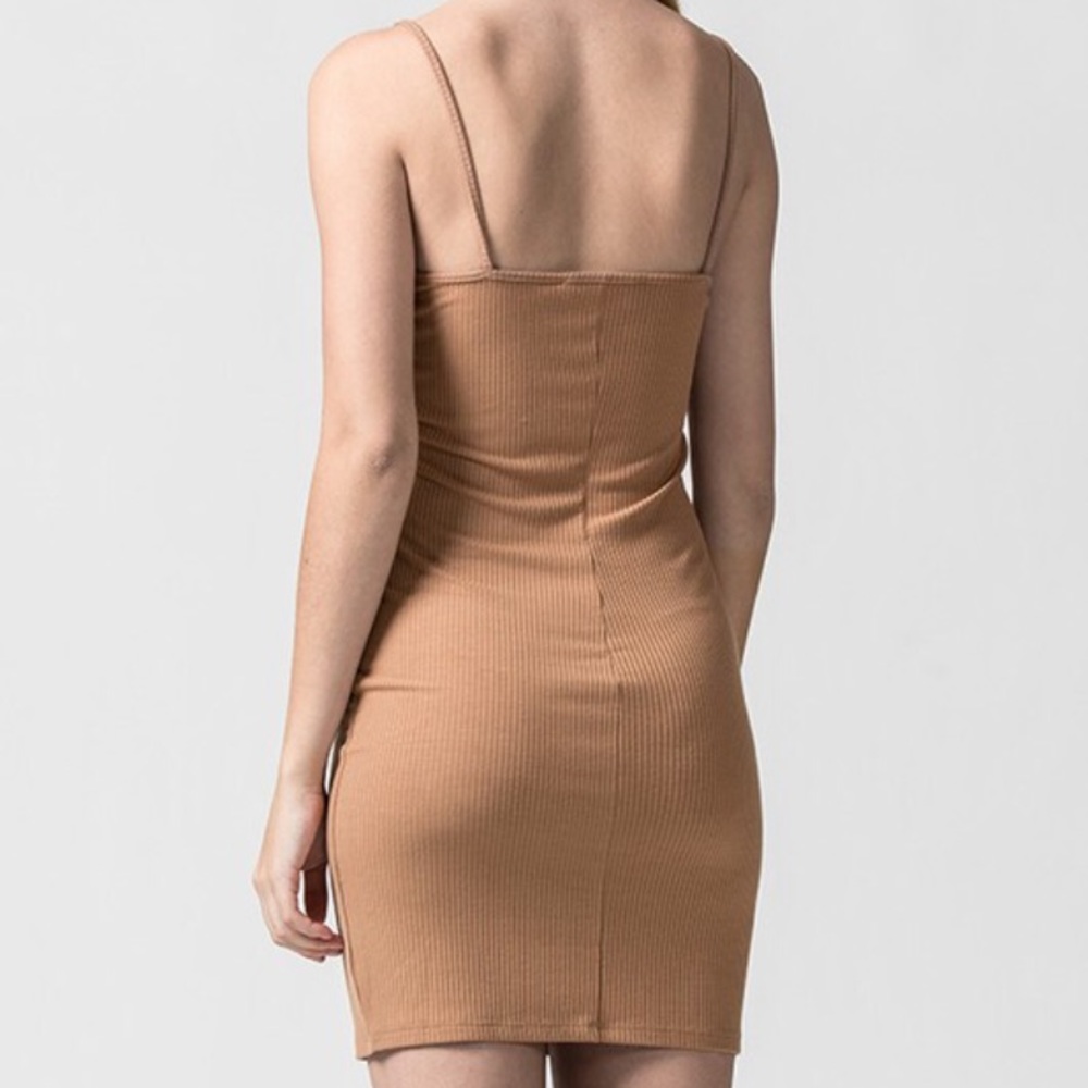 NWT Tan Bodycon Strap Dress - Picture 3 of 3